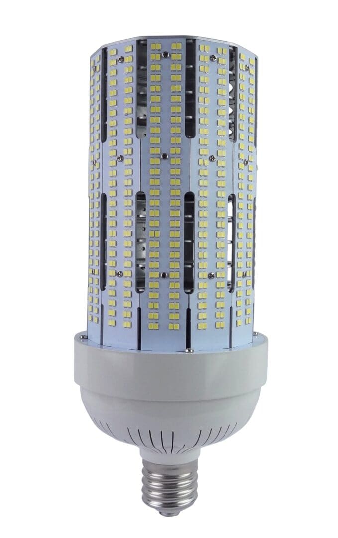 A close up of the front side of an led bulb