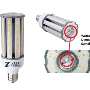 A close up of the side and front view of an led bulb