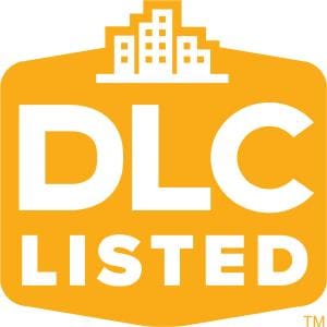 DLC Listed logo with cityscape icon.