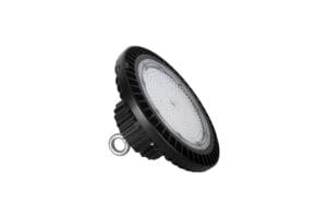Black LED high bay light fixture.