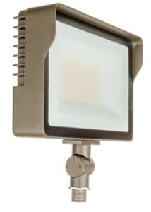 Bronze outdoor LED floodlight fixture.
