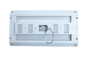 White ceiling light fixture with wiring.