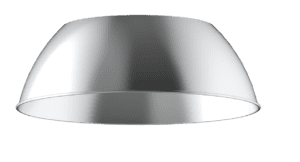 Silver dome light fixture hanging down.