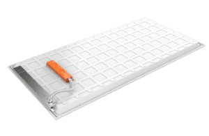 White LED ceiling light panel with driver.