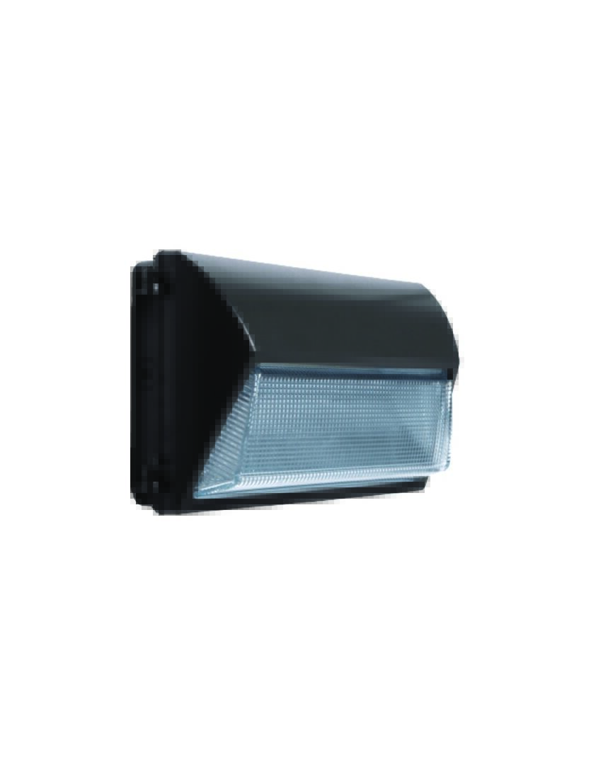 Black wall-mounted LED security light.