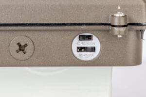 Light fixture wattage and color temperature settings.