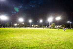 Night game on a lit field.