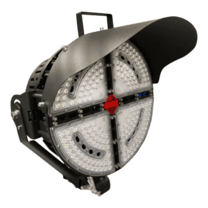 Black and white LED stadium light.