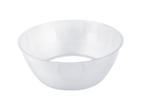 White ribbed plastic light diffuser.