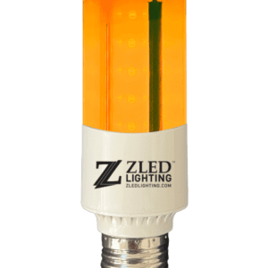 Orange LED light bulb with ZLED logo.