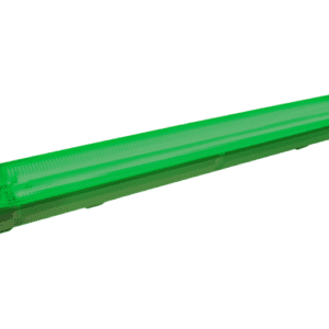 Green plastic tube on green background.