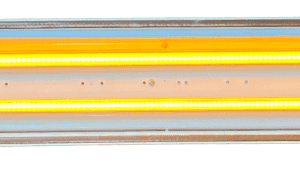 Double tube amber light fixture.