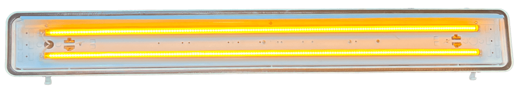 Double tube amber light fixture.