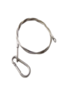 Metal cable with a carabiner clip.