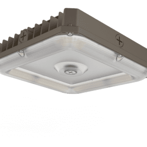Square LED outdoor light fixture.