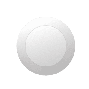 White round plate on blue background.