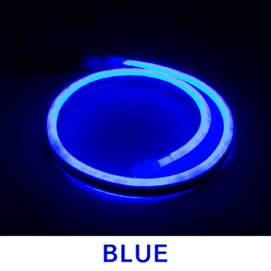 Blue neon light in a circle shape.
