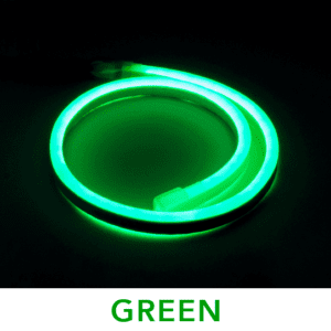 Green neon light tube in circle shape.