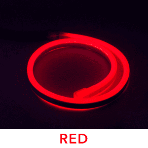 Red neon light strip in circle shape.
