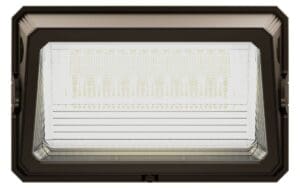 Bronze LED wall pack light fixture.