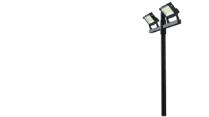 Dual LED floodlight on a pole.