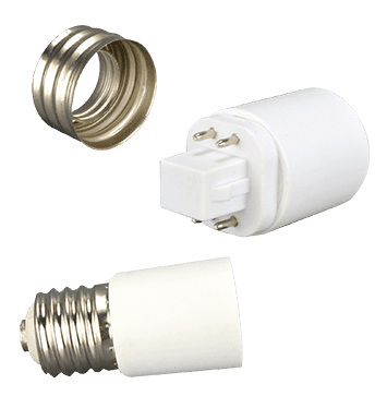 Here's an alt tag for the image: Light bulb adapter set.