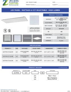 LED panel, wattage & CCT selectable.