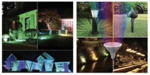 Colorful landscape lighting options.