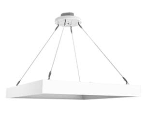 White square pendant ceiling light fixture.