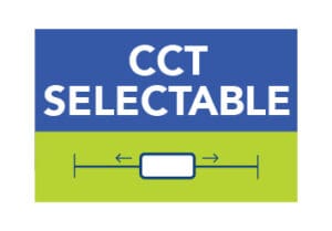 A blue and green sign with the words cct selectable.