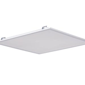 Square LED ceiling light fixture.