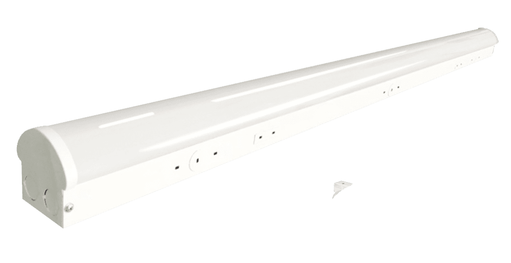 White LED linear light fixture.