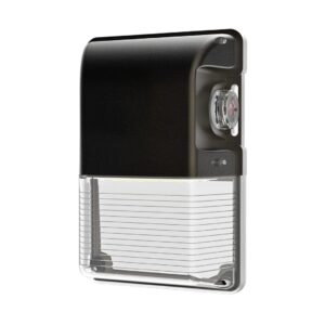 Outdoor LED wall light with sensor.
