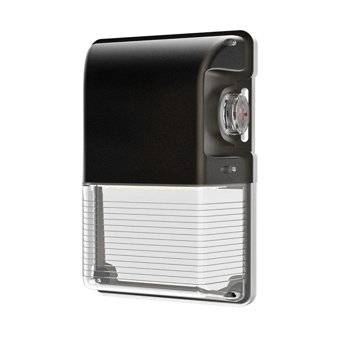 Outdoor LED wall light with sensor.