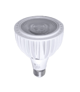 LED light bulb with silver base.