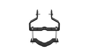 Metal mounting bracket with bolts and screws.