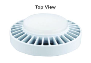 Smoke detector top view with vent design.