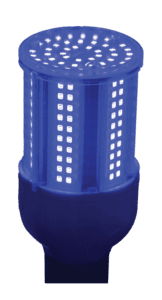 Blue LED bulb with multiple small lights.