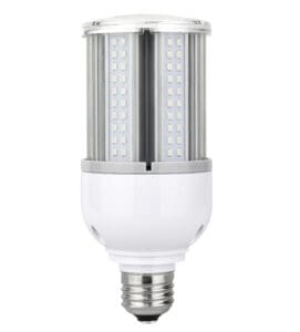 LED corn light bulb on white background.