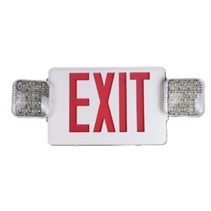 Illuminated exit sign with emergency lights.