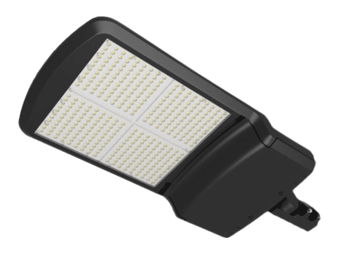 LED street light on black background.