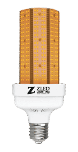 LED light bulb with orange panels.