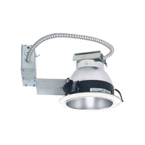 Recessed lighting fixture with metal housing.