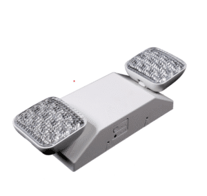 Emergency light fixture with dual lamps.