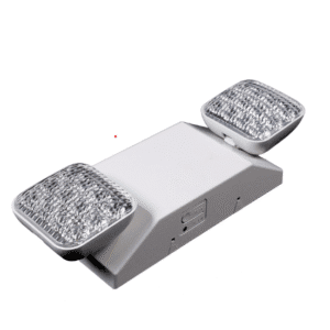 Emergency light fixture with dual lamps.