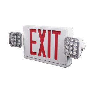 Exit sign with emergency lights attached.