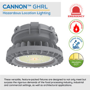 CANNON™ GHRL LED Hazardous Location High Bay Light with Emergency Battery Back-up